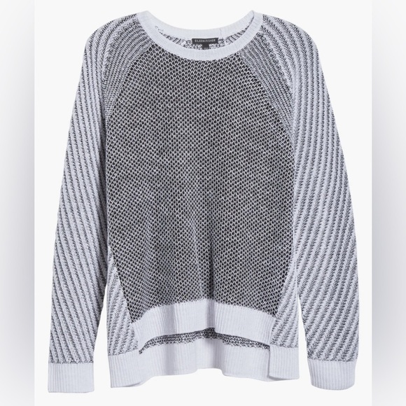 Eileen Fisher Step Hem Linen, Cotton & Silk Sweater - Size L - Picture 5 of 6